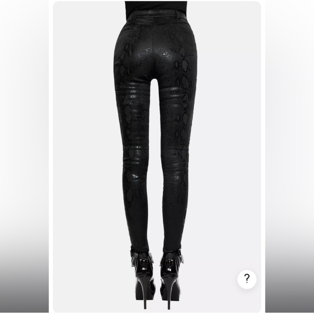 High-Waist Black Faux-Snake Leather Skinny Pants - Picture 7 of 9